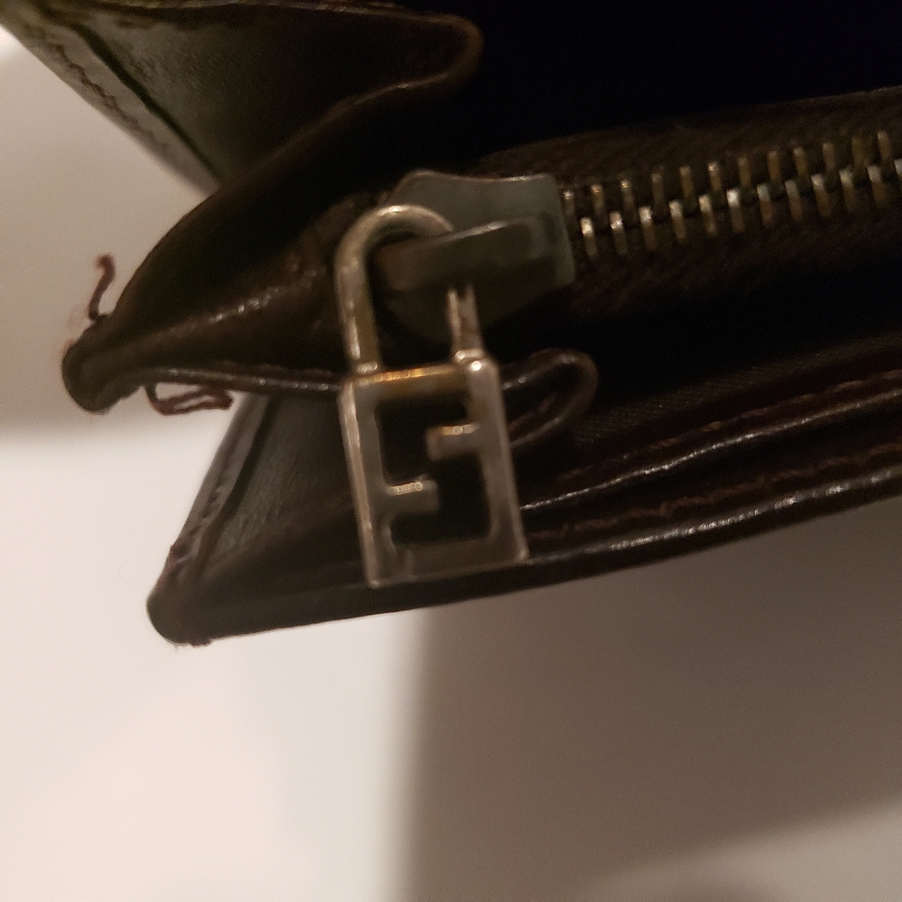 💖100% Authentic Vintage FENDI Zucca FF Logo Canvas & Leather Continental Wallet - Picture 12 of 16